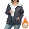 thumbnail image 2 of QATAINLAV Zip Up Sweatshirts for Women Game Day Graphic Print Sports Jackets Fleece Lined Long Sleeve Oversized Hoodie Outerwear, Gray, XXXL, 2 of 5
