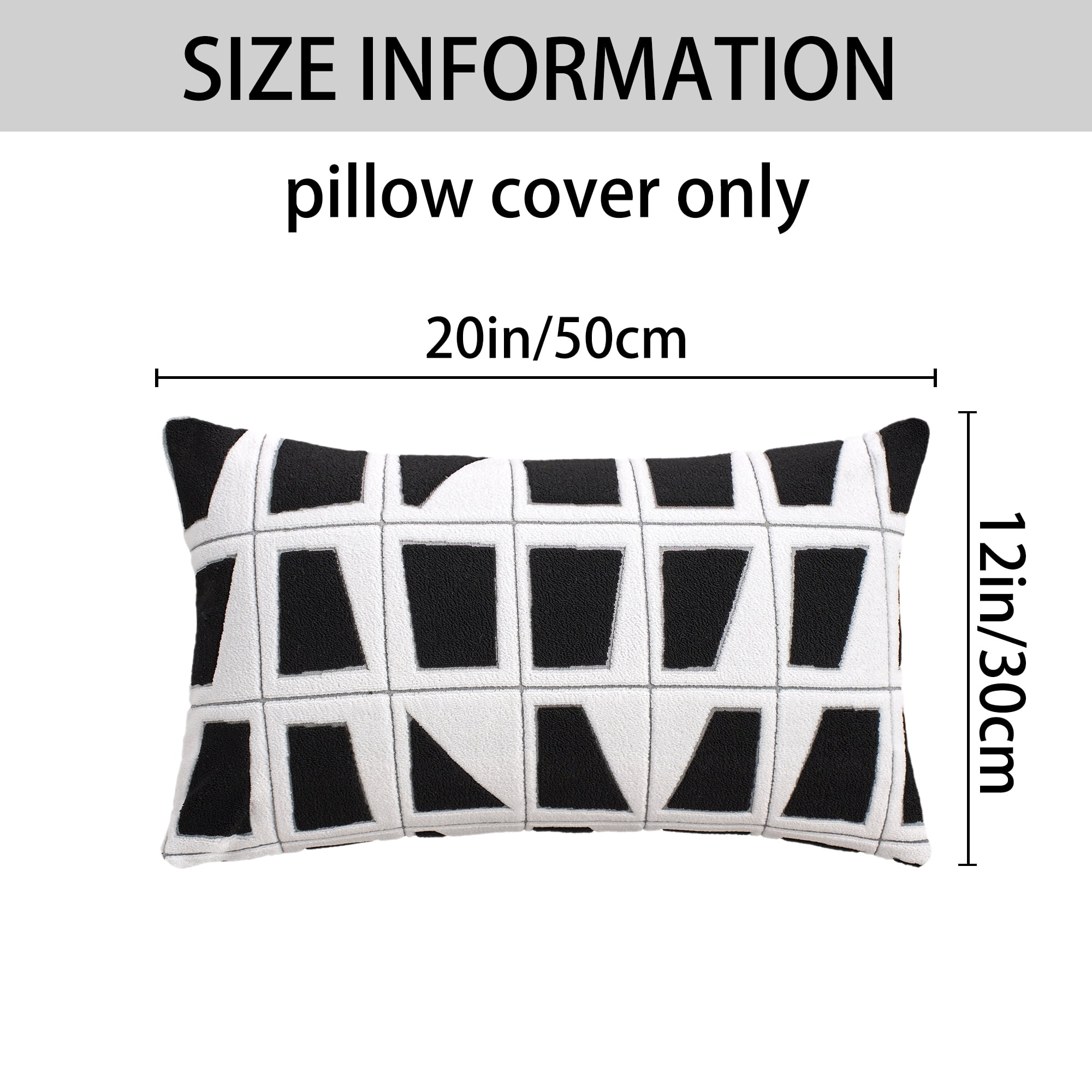 Unique Bargains Set of 2 Geometric Soft Plush Cushion Case Pillow Covers 20" x 12" Black