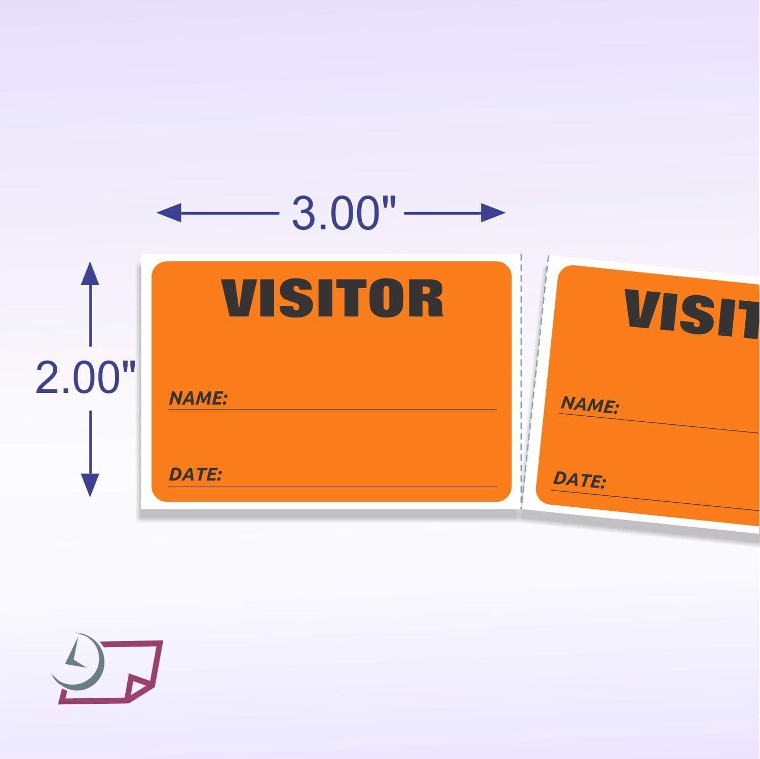 3 x 2 Fluorescent Color Visitor Labels Pass, 500 Per Roll Orange