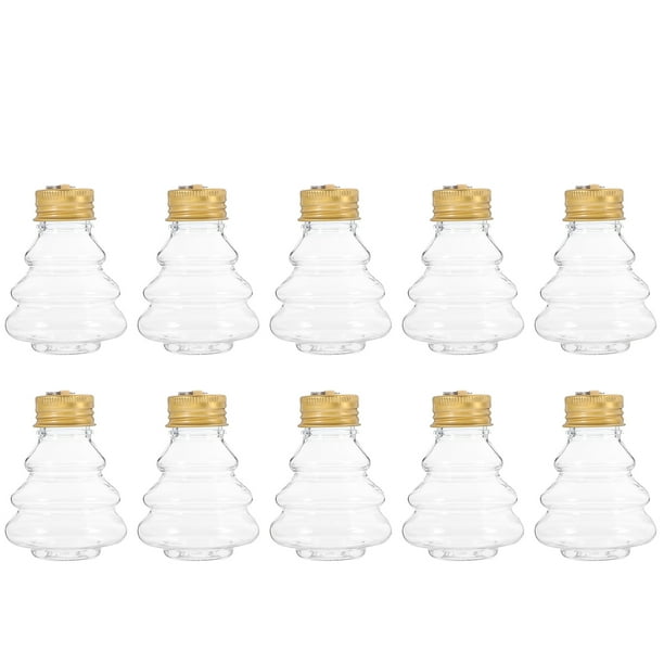 10 botellas navideñas para jugo, bebidas y dulces con forma de árbol de Navidad, con tapas.