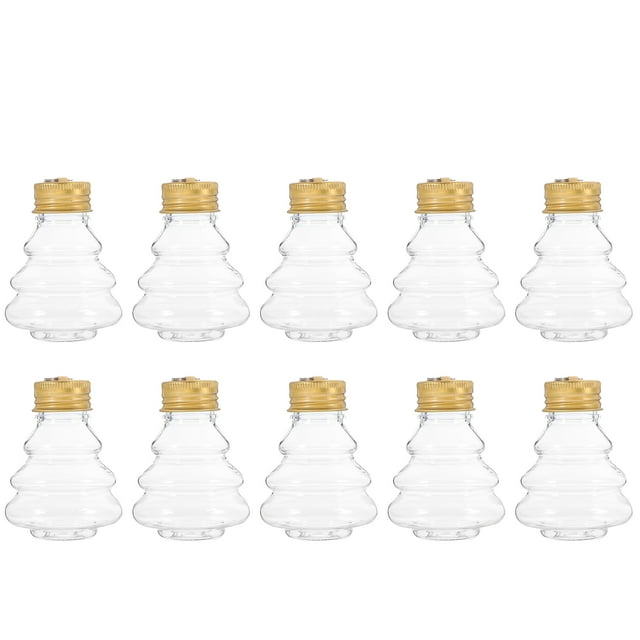 ColoMX 10 Uds. Envases de jugo de Navidad, botellas de bebidas, botellas de dulces con forma de árbol de Navidad con tapas