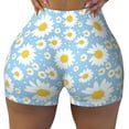 thumbnail image 2 of Haiem Daisies Flowers No Front Seam Biker Shorts for Women Yoga Workout Gym Bike Shorts with Tummy Control Moisture-Wicking-Small, 2 of 9