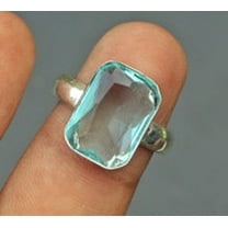Octagon Sky Blue Aquamarine Ring in 925 Sterling Silver