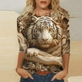 thumbnail image 2 of hxobax Womens Cute 3/4 Sleeve T Shirts 3D Animals Print Tunic Tee Crewneck Summer Tops Comfy Blouses, 2 of 5