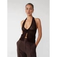 thumbnail image 4 of Haut de Maillot de Bain Crop Top Crocheté à Nouer devant Col Halter Couleur Café S, 4 of 6