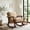 khaki, variant on Mid-Century Modern Rocking Accent Chair with Teddy Upholstery and Solid Wood Frame, Antique White