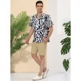 thumbnail image 4 of Camisa con estampado animal Lars Amadeus para hombre manga corta con botones informal leopardo cebra Blanco negro M, 4 of 6