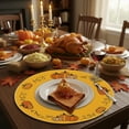 thumbnail image 4 of Kumdkd Fall Round Placemats - 13.98inch Faux Linen Table Mats with Pumpkin & Maple Leaf Prints, Waterproof Plastic Decor for Thanksgiving & Autumn Dining (Multicolor), 4 of 6