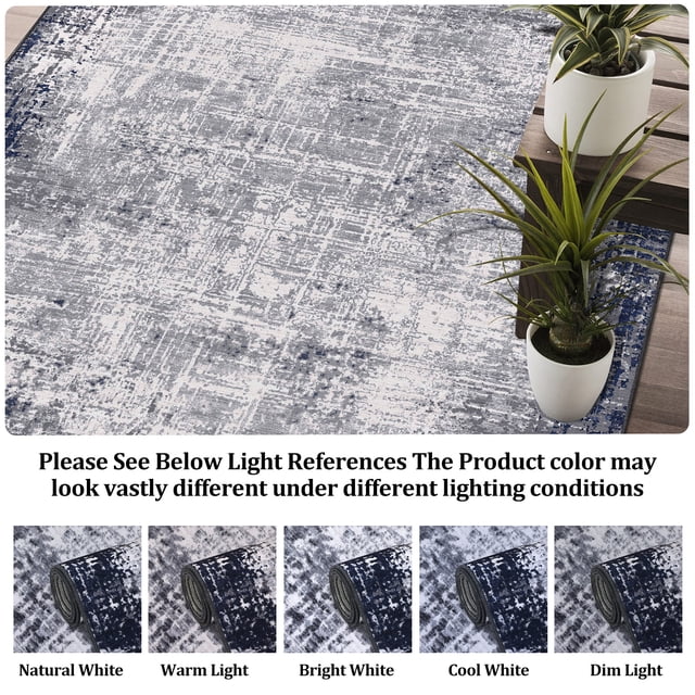 Area Rug – 5x7 Modern Washable Abstract – Foldable, Non-Slip & Stain Resistant – Low Pile, Ultra Soft – Farmhouse Accent – Living Room, Home, Nursery & Office