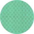 thumbnail image 1 of Ahgly Company Indoor Round Checkered Turquoise Blue Modern Area Rugs, 4' Round, 1 of 4