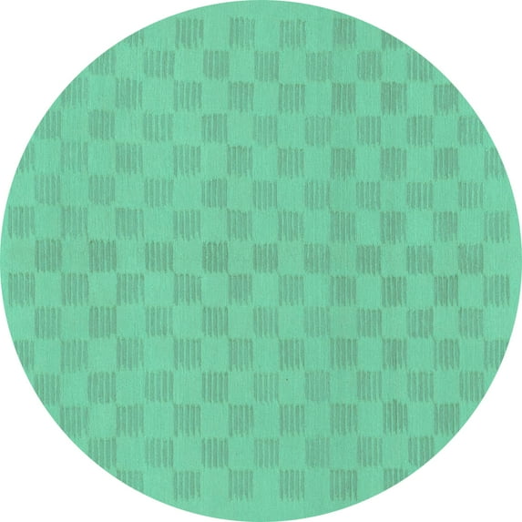 Ahgly Company Indoor Round Checkered Turquoise Blue Modern Area Rugs, 4' Round