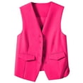 thumbnail image 2 of MPWEGNP Women's Solid Color Sleeveless Autumn And Winter Vest Small Waistcoat Suit Waistcoat Hot Pink S, 2 of 6