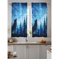 thumbnail image 2 of Black Wolf Night Curtains 45 Inch Length, Sheer Curtains for Bedroom Living Room Window Abstract Forest Silhouette Starry Rod Pocket Voile Drapes Kitchen Curtains Small Half Window 42"x45" 2 Panels, 2 of 6