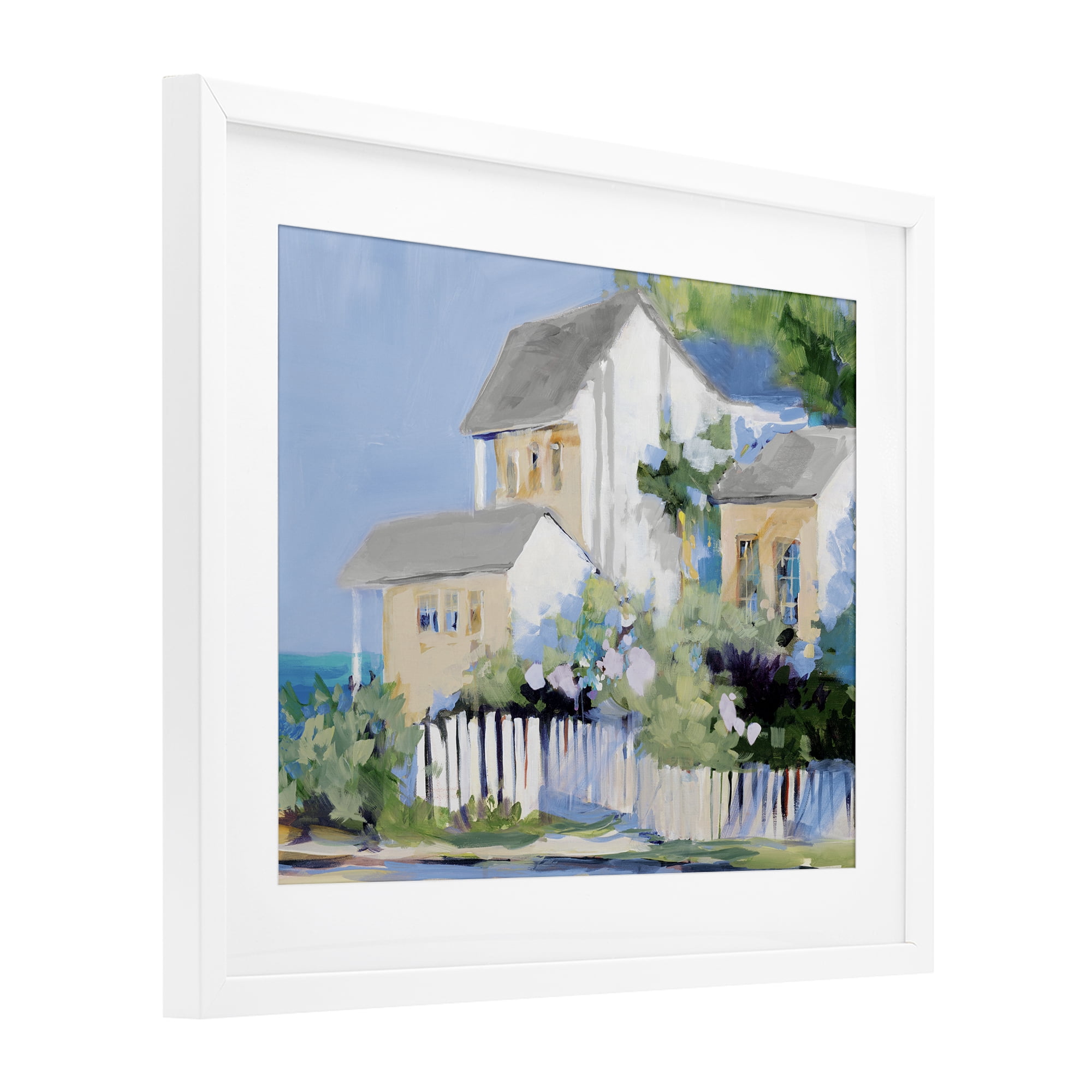 Stupell Industries Living by the Water Cottage White Framed Print Under Glass, design by Jane Slivka