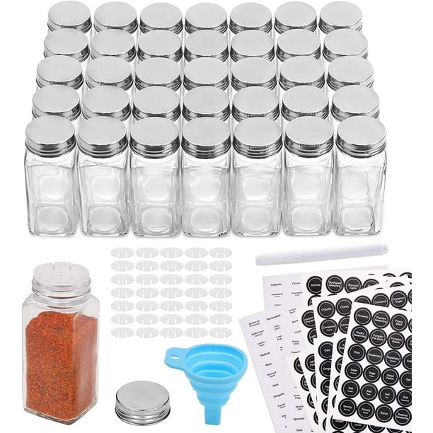 BPFY 12 Pack 4oz Clear Plastic Spice Jars With Black Plastic Lids, Square  Spice Bottles, Plastic Seasoning Containers with Chalk Labels, Pen, Funnel