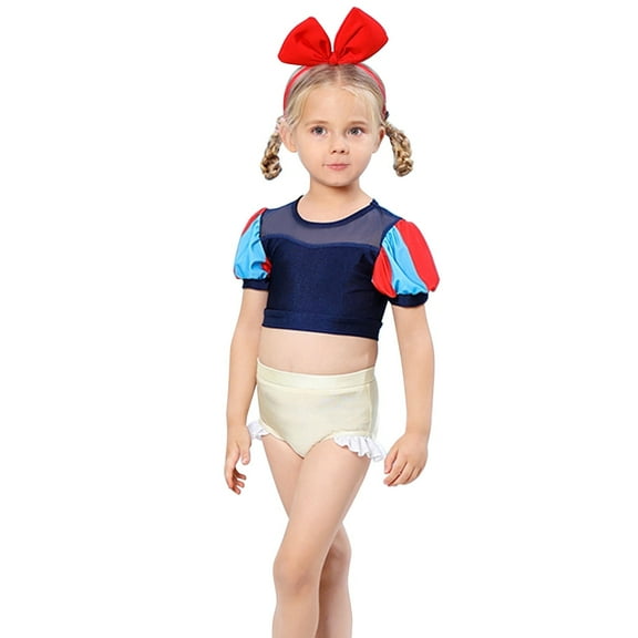 KAWELL Little Girls Two-Piece Summer Swimwear Role Play Bikini Swim Suit Toddler Tankini Red 3-10 Years