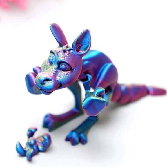 3D Printed kangaroo,Flexible Joint Animal lacertid Figurines,Realistic Eyes, Home Office Decor,Fidget Toy for Adults Teens Boy Festival Gifts