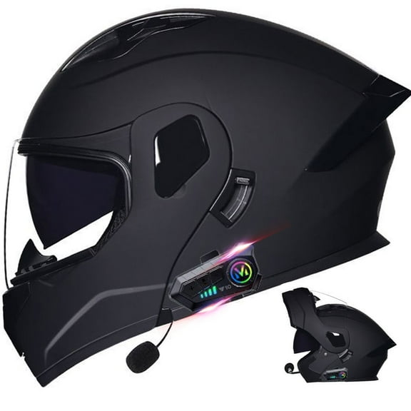 Bluetooth Motorcycle Helmets Mens Motorbike Helmet, Street Sport Touring Full-Face Motorbike Helmets with Anti-fog Anti-scratch Shield, Noise-Free Speaker Headset, DOT Approved