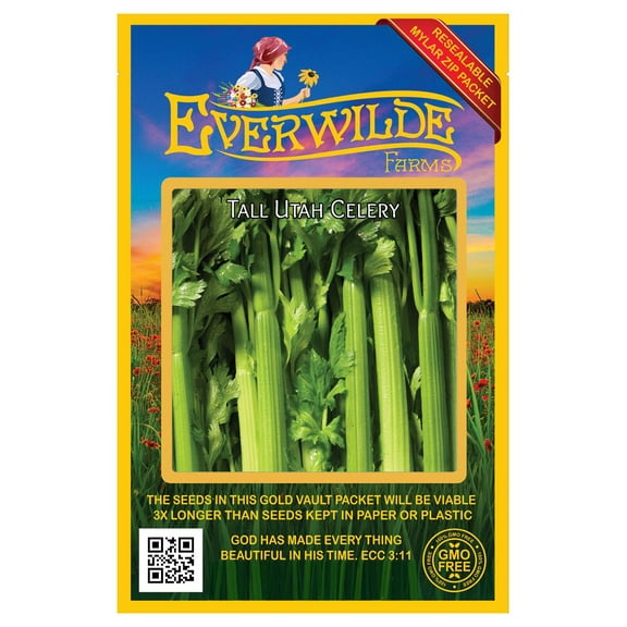 Everwilde Farms - 2000 Tall Utah 52-70 Celery Seeds - Gold Vault Jumbo Bulk Seed Packet