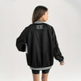thumbnail image 2 of Women's Gameday Couture  Black Austin FC Refined Rivalries Rhinestone Raglan Full-Snap Varsity Bomber Jacket, 2 of 7