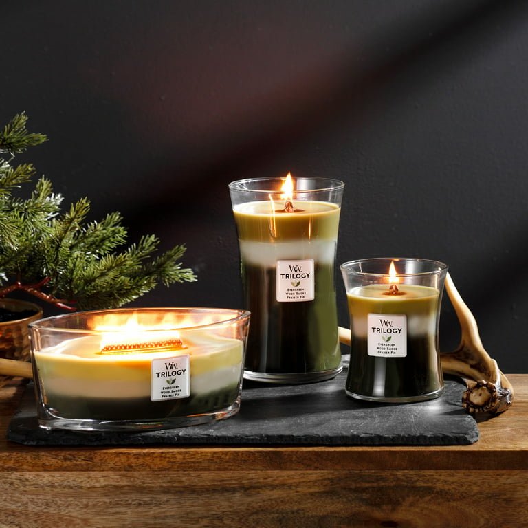 WoodWick Hourglass Trilogy Candle Forest Retreat - Bougie parfumée avec  mèche en bois, Escapade en forêt