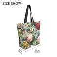 thumbnail image 4 of Open Top Canvas Tote Bag with Zipper Reusable Shopping Bag 13.5x15" Roomy Carryall Floral Pattern with Roses, 4 of 9