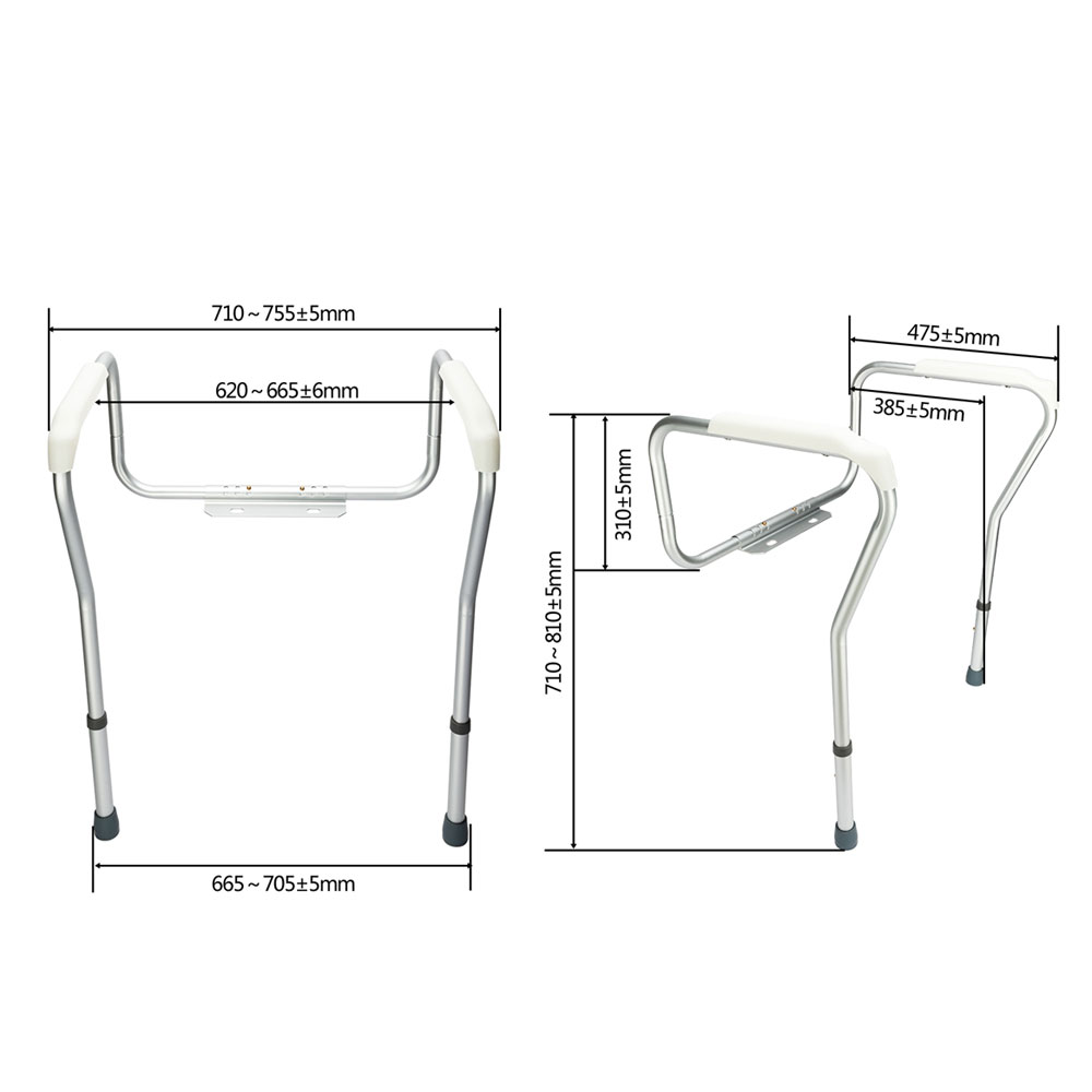 Stand Alone Toilet Safety Grab Rail Silver