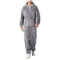 thumbnail image 1 of Combinaison Pyjama Décontractée pour Homme, Douce et Chaude, à Capuche, Design à Fermeture Éclair, Manches Longues, Tenue de Nuit, Tenue de Loisirs d'Hiver, 1 of 5