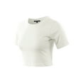 thumbnail image 2 of A2Y Women's Basic Casual Crew Neck Short Sleeve Crop Tops T Shirts Bone M, 2 of 3