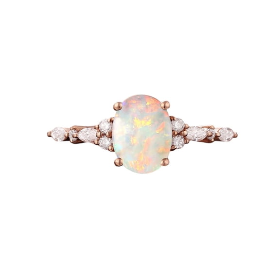 Sterling Silver Oval Cut Opal Gemstone Ring For Women
