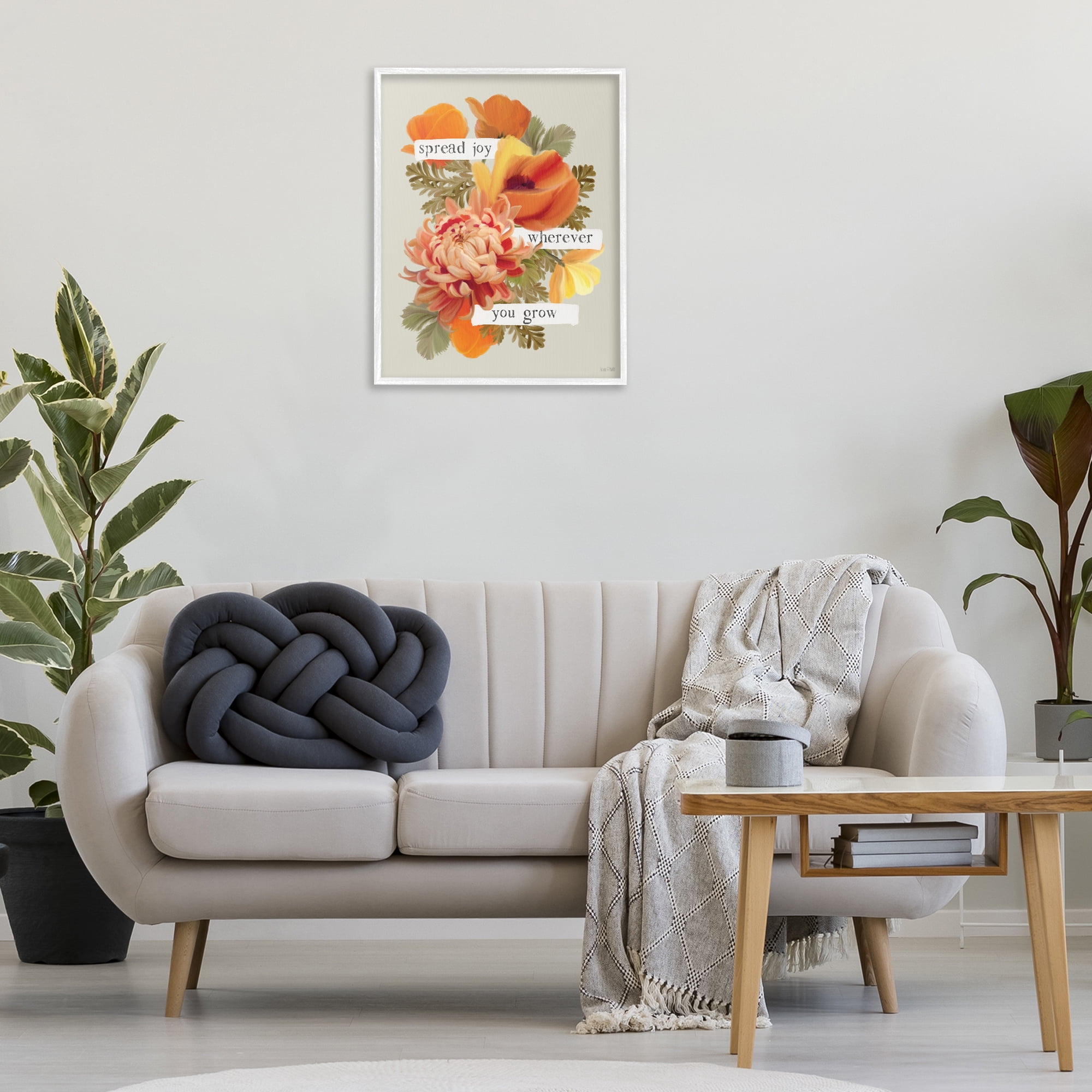 Stupell Industries Spread Joy Flowers Botanical & Floral Painting White Framed Art Print Wall Art, 24 x 30