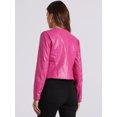 thumbnail image 3 of DARING DIVA Women's Crop Collarless PU Moto Biker Jackets L Hot Pink, 3 of 5