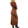 thumbnail image 4 of Jess by Meiko Women's Dress Long Sleeves Square Neck Thumb Hole Bodycon Sculpt Maxi Dress S Brown, 4 of 7