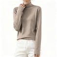 thumbnail image 2 of HAiming Womens Tops Mock Neck Long Sleeve Solid Color Casaul Pullover Blouse Fall Winter Trendy Clothes, 2 of 7