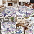 thumbnail image 5 of Large Area Rugs for Living Room Bedroom, Pink Flowers 6'x9' Rug Washable Carpet Runner Indoor Outdoor, Spring Floral Purple Butterflies Watercolor Non Slip Floor Mats Rug for Kitchen, Playroom, 5 of 8