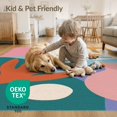 thumbnail image 4 of ODIKA 9'x12' Vibrant Multicolor Retro Design Washable Area Rug Abstract Minimalist Floral Art Pattern Low Pile, Flatwoven, for Great Room, Indoor Concept, Large Living, 4 of 7