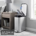 thumbnail image 4 of Bathroom Trash Can with Lid, 3.2 Gallon / 12 Liter Stainless Steel Garbage Can with Removable Liner Bucket, Small Step Wastebasket with Slim Design for Toilet Bedroom Office, Silver, 4 of 6