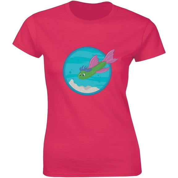 Cute Green Cartoon Fish - Funny Fishing Women's Gift T-Shirt