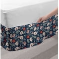 thumbnail image 2 of Floral Bed Skirt, Oriental Blossom Motifs Boho Classic Petals Shabby Retro Vintage Art, Elastic Bedskirt Dust Ruffle Wrap Around for Bedding Decor, 4 Sizes, Night Blue and Multicolor, by Ambesonne, 2 of 2