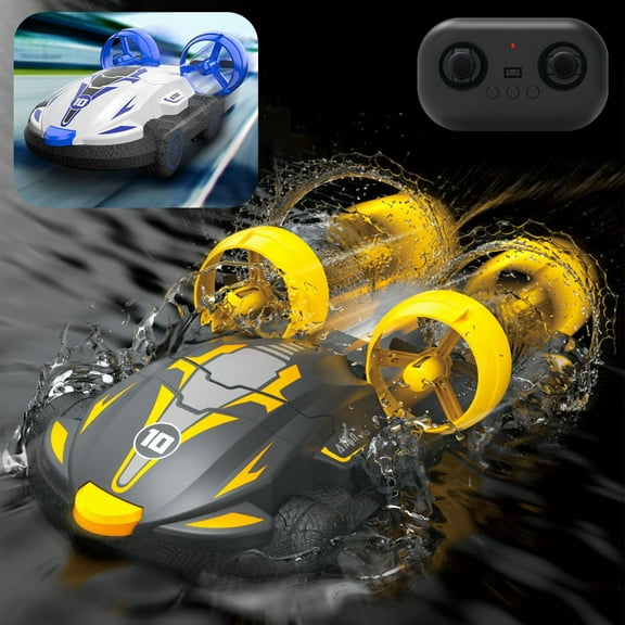ABPWLY Toys 2-in-1 Remote Control Hovercraft 2.4G Amphibious Vehicle Drift Car for Land and Water Play with LED Lights Travel Games