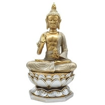 FC Design 11"H Earth Touching Thai Buddha on Lotus Seat in Gold and Silver Figurine Statue Sculpture Ornament Decoration Home/Room Decor and Unique Gift Ideas for Housewarming, Holidays and Birthdays