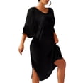 thumbnail image 2 of Vestido para Mujer con Escote en V, Media y Abertura Lateral. Negro M, 2 of 8
