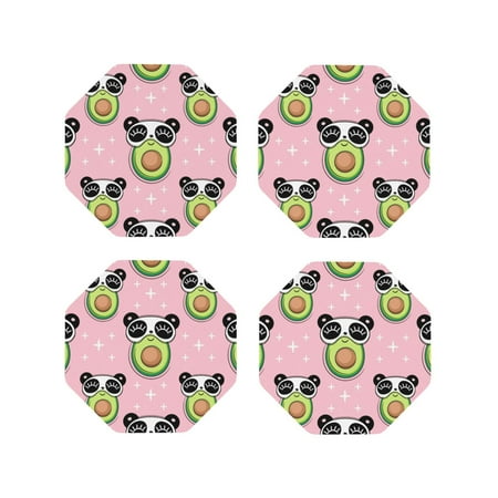 

Tideii Panda Avocado for Leather Coasters 4 Pieces Anti-fouling and Anti-scalding Decorative Coasters Suitable for Restaurants Kitchens Coffee Shops-Octagon