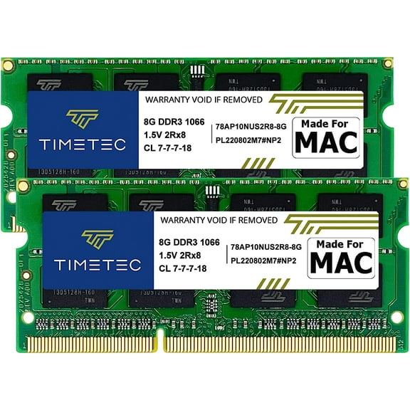 Timetec 16GB KIT(2x8GB) Compatible for Apple DDR3 1067MHz / 1066MHz PC3-8500 RAM for Mac Book (Mid 2010 13-inch), Mac Book Pro (Mid 2010 13-inch), iMac (Late 2009 27-inch), Mac Mini (Mid 2010)
