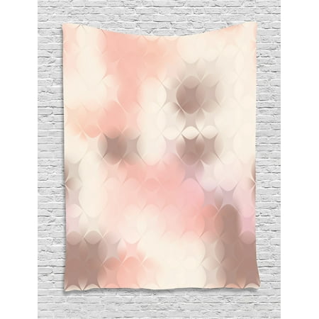 Peach Tapestry Abstract Square Shapes With Stars Pattern Warm Color Scheme Modern Artwork Print Wall Hanging For Bedroom Living Room Dorm Decor