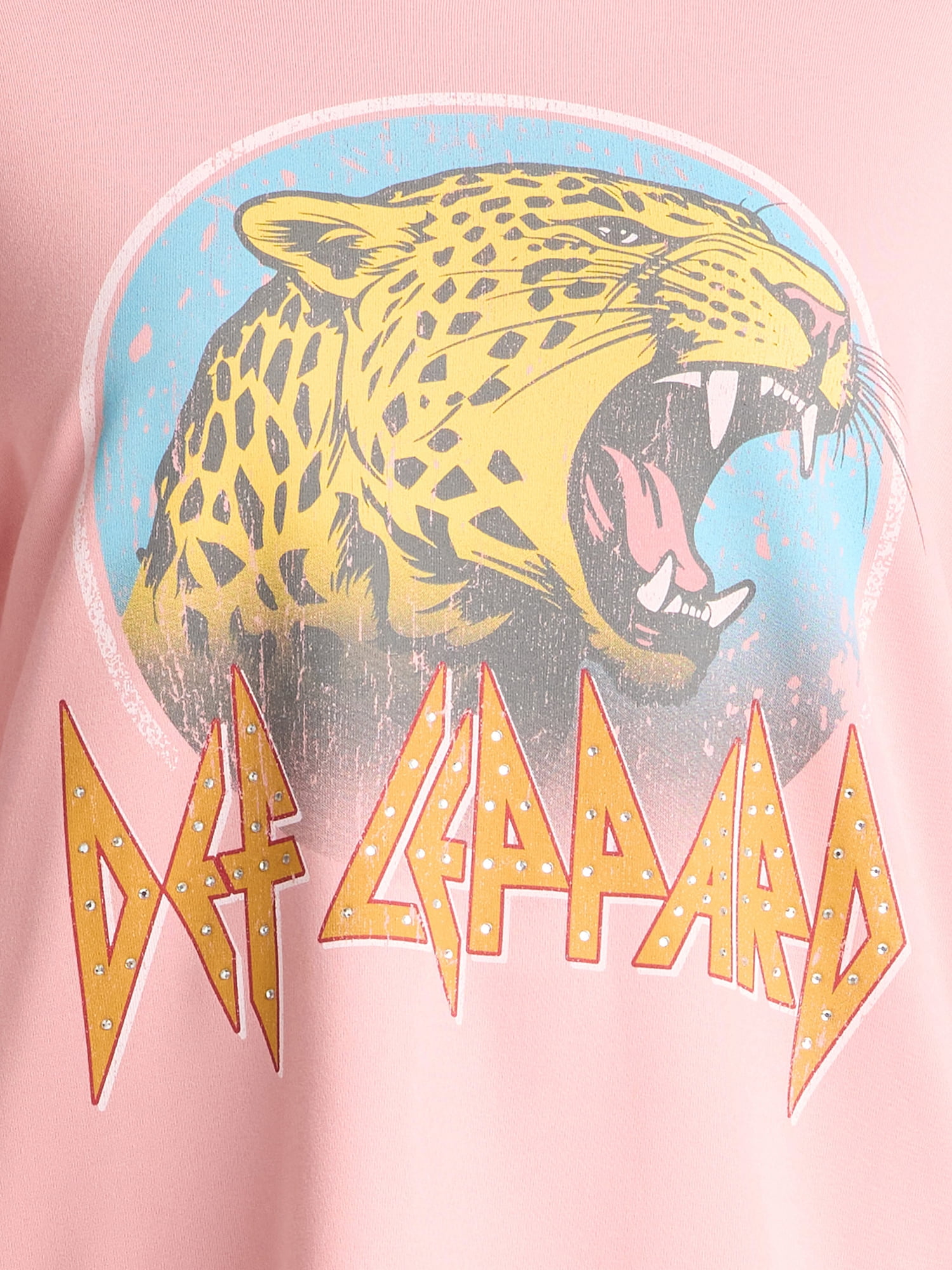 Terra & Sky Women's Plus Embellished Def Leppard Graphic Sweatshirt with Long Sleeves, Sizes 0X-5X