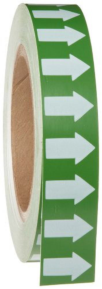 Brady Arrow Tape, Vinyl, 1 in W x 90 ft. L, Adhesive Mounting, White/Green 91425