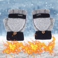 thumbnail image 5 of Elainilye Fashion Winter Gloves For Men And Women Winter Cold Protection Warm USB Heating Gloves Windproof Half Bare Finger Knit Gloves,Gray, 5 of 9