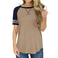 thumbnail image 2 of Summmer Inleife Women's Casual Color Matching Striped Round Neck Blouse Short Sleeve Basic Tee Tops, 2 of 7