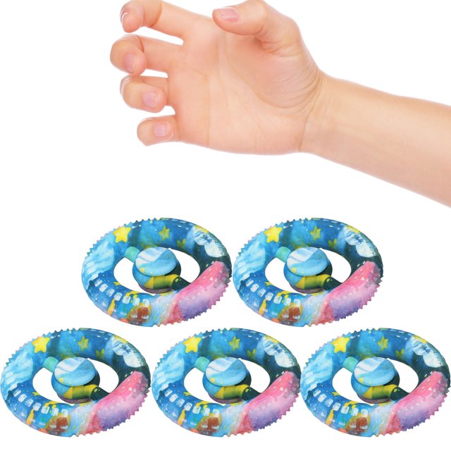 Hand Grip Strengthener Rings, Silicone Hand Trainer Rings Stress Relief For Home Colour Leopard Print,Rainbow Circle,Green Skull,Cartoon,Dazzle,Heart,Doodle,Oil Painting,Blue